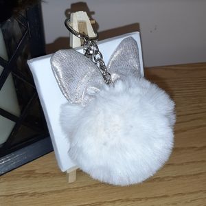 Bunny Pom Pom Keychain NWOT